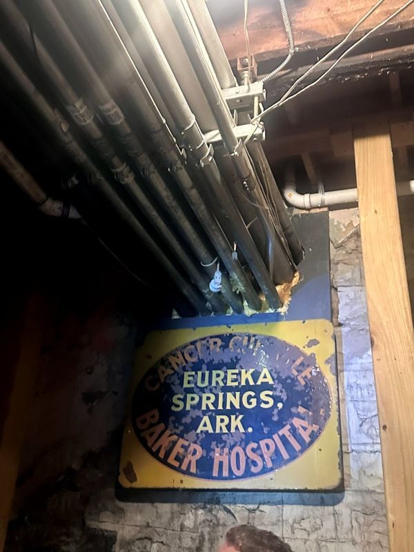 An old sign we saw on the ghost tour of the Baker Hospital on our weekend in Eureka Springs.