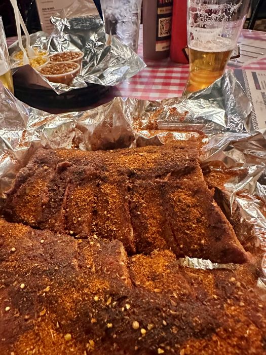 Dry rub ribs at Rendezvous Charcoal Ribs in Memphis on my Mississippi road trip.