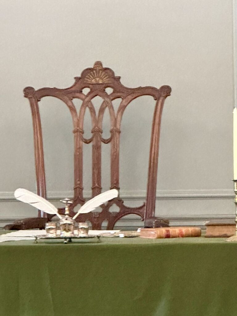 The Rising Sun Chair, the Speakers Chair, it was George Washington's chair and one of only two items original from the time of George Washington.