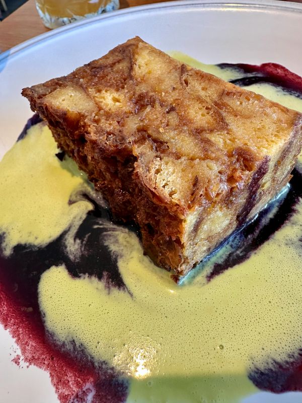 Amazing bread pudding at La Jette, one of the best breakfast spots in baltimore.