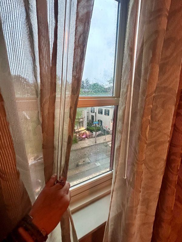 Looking out to Germantown Avenue from the room at the Chestnut Hill Hotel Philadelphia.