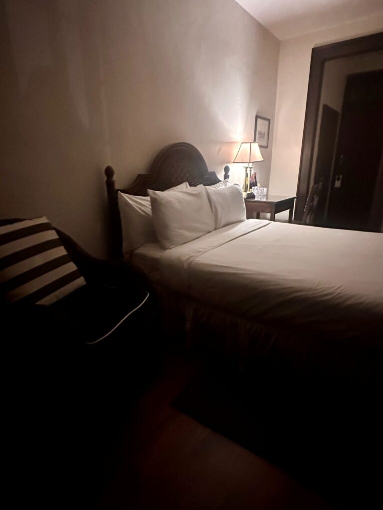 A guest room at the Park Plaza Hotel.