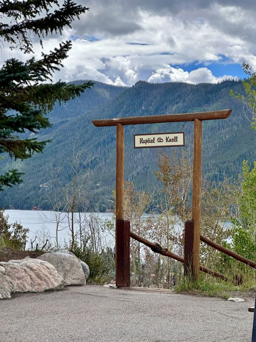 A view from the parking lot of the lake and an entrance to a trail at Grand Lake Lodge on my Colorado mountain retreat.