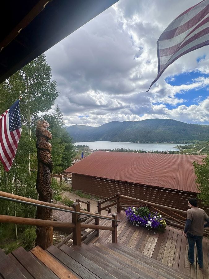 A view of Grand Lake from the porch of Grand Lake Lodge, on my Colorado mountain retreat.