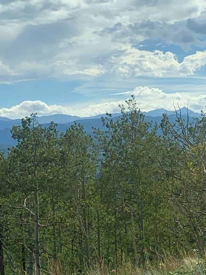 A view of Grey and Torreys Peaks from Alpina Haus, our Airbnb in Black Hawk on our Colorado mountain retreat.