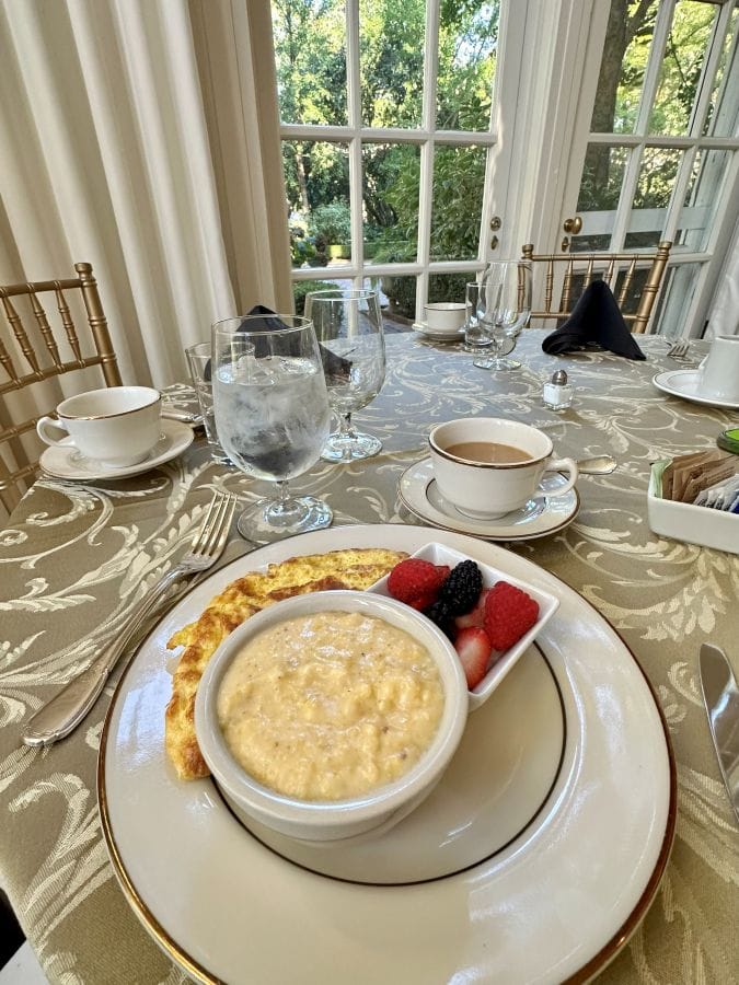 Breakfast in the Solarium on my first visit at the Duke Mansion.